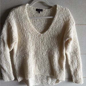 Rag and Bone Cream V-Neck Textured Sweater